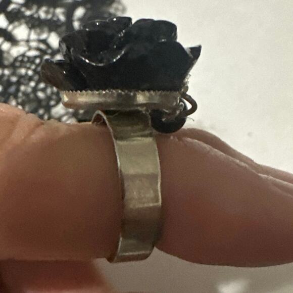 Fingerless Gloves Steampunk Women Bridal Bracelet Ring Set Short Floral Lace NWT - Picture 4 of 9